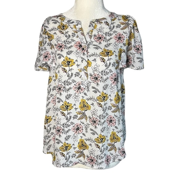 LOFT Women’s Floral Short Sleeve Blouse - Picture 1 of 4